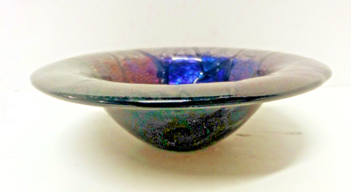 Vintage Ceramic Round Decorative Serving Candy Bowl 7" Cobalt Blue/Gold/Purple - Picture 4 of 11