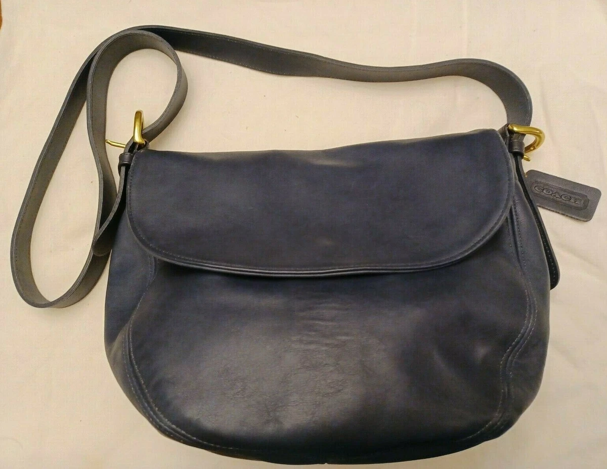 1980s RARE Vintage Coach Shoulder Crossbody Bag Purse w Tag Navy EUC