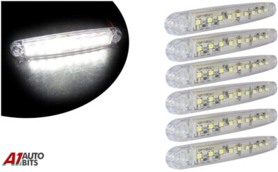 6x Slim White 12v Front & Backup Reverse Marker 9 Led Lights Lamps 3.9'' 100mm