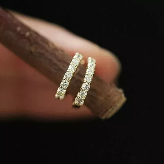 1Ct Lab Diamond Huggie Hoop Earrings in 14K Gold Plated-image