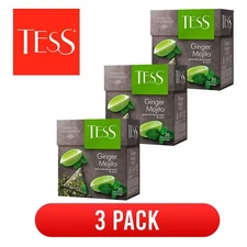 TESS GINGER MOJITO Green Tea LEMON PEEL MINT PYRAMIDS Product of Russia 3 Pack