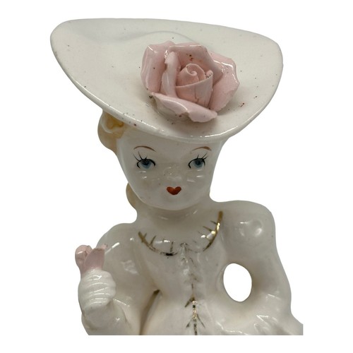VTG Lady And Puppy Dog Figurine Planter 1950s Ceramic Victorian Japan 5.5” Tall - Picture 4 of 16