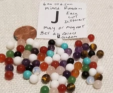 Natural 6mm Semi Precious Gemstone 1/2 Drill & No Hole Bead Repair Jewelry # 475