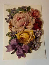 VTG The Gifted Line DieCut Blank Note Card UNUSED “Victorian Charms Rose Bouquet