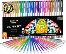 50 Pack Metallic Gel Pens Set 25 Colors with 25 Refills for Coloring Drawing Art