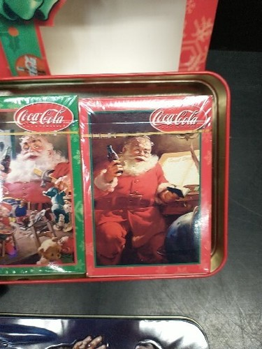 Coca-Cola Collectible Santa Claus Tin Two Decks of Playing Cards Christmas NEW - Picture 4 of 10
