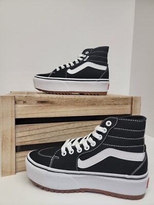 Vans Platform Shoes Womens Black White High Top Filmore Tapered Sneakers Skater