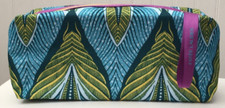 Estee Lauder Yellow Green Blue Leaf Print Cosmetic Makeup Travel Bag Case ZipTop