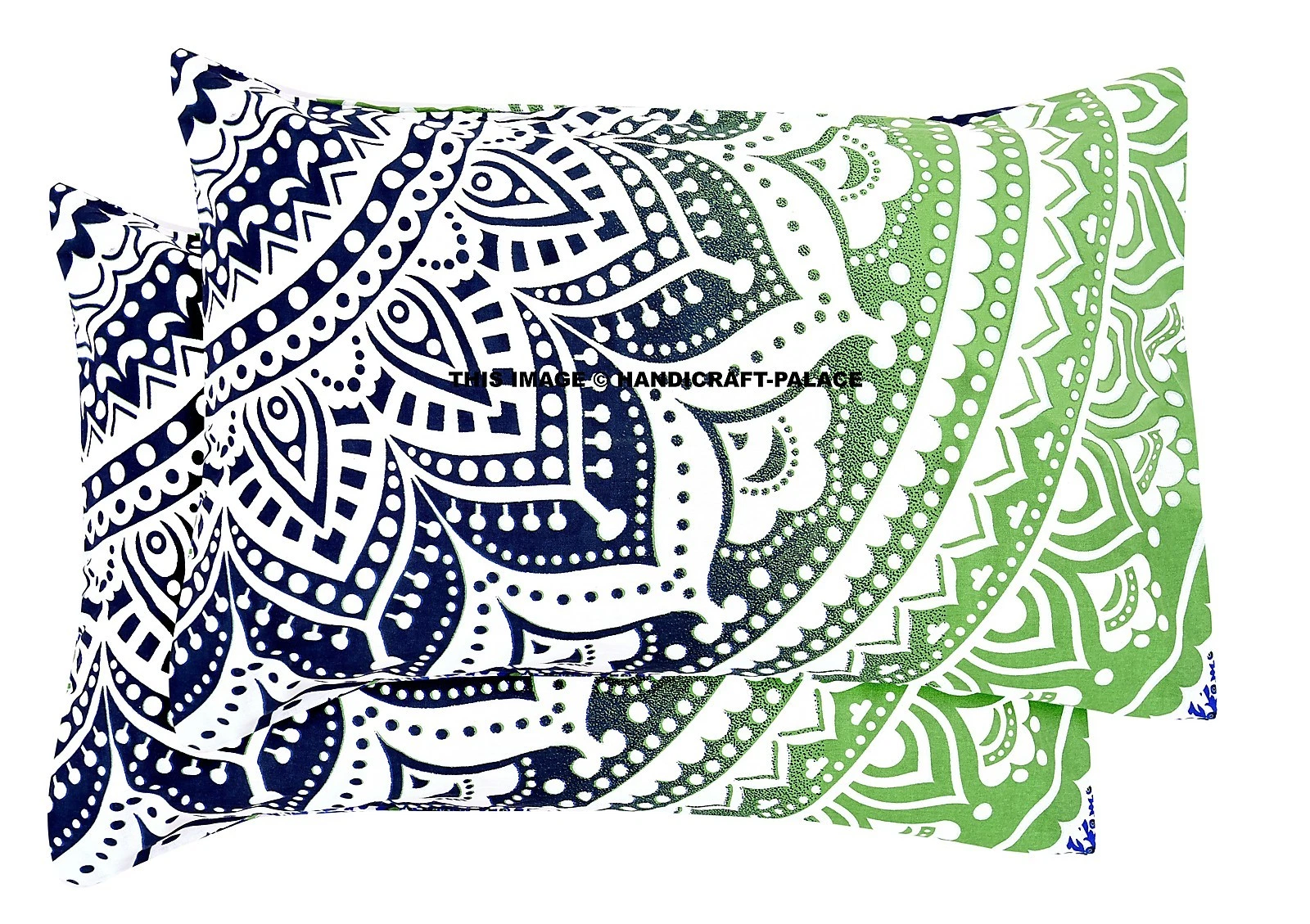 Indien Cotton Ombre Mandala Printed Pillow Cover Throw 2 PC Set Bed Decorative