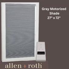 Allen + Roth Motorized Cellular GRAY Shade 27" x 72" Blackout (#2318947)