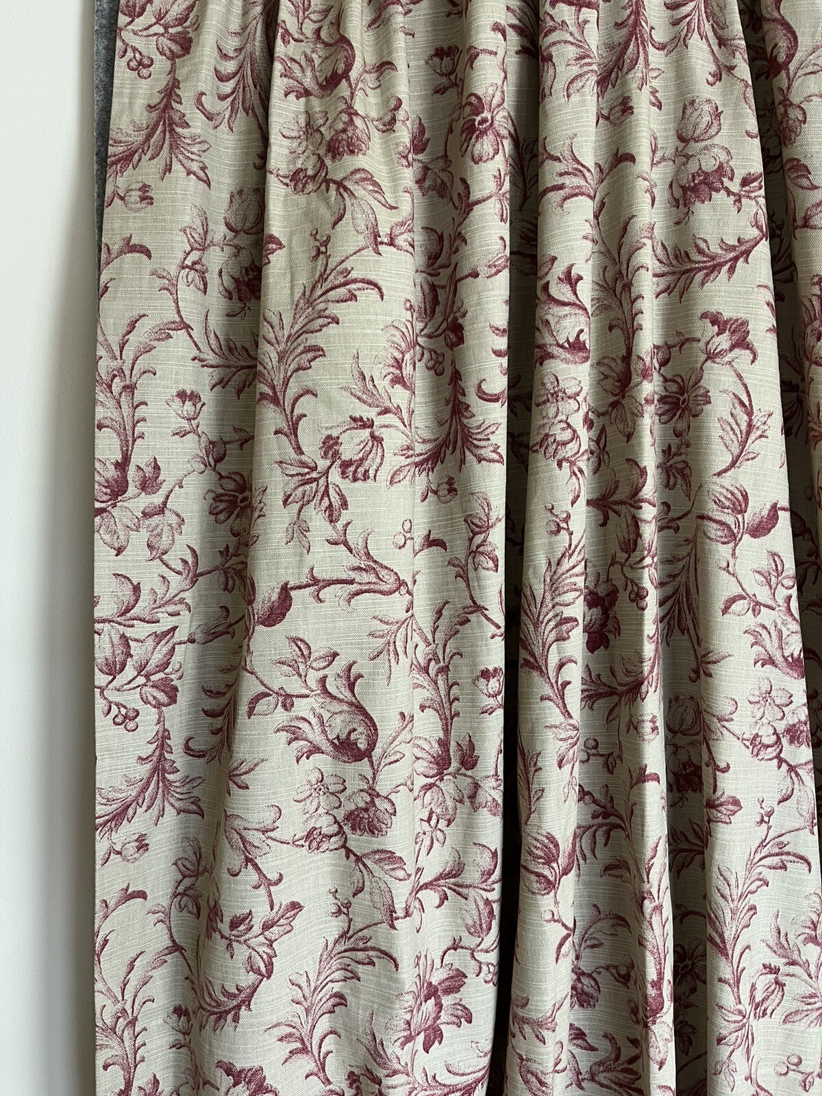 Laura Ashley Ironwork Scroll Cranberry Fabric Linen Blend Regency