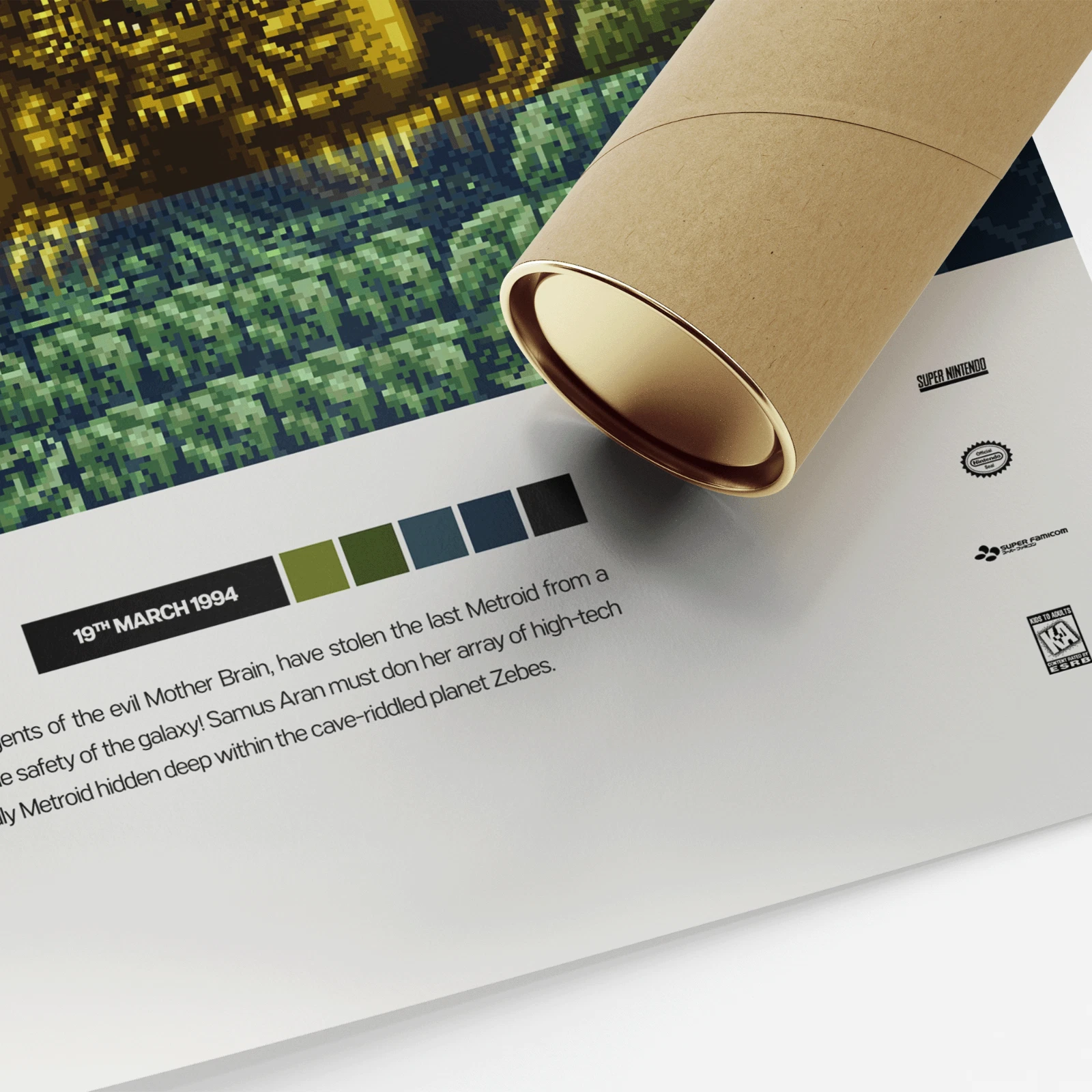 Super Metroid 1994 Video Game Art Poster Vertical Premium Matte