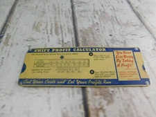 Vintage Swift & Co Foods Cardboard Profit Calculator Slide Chart 1942