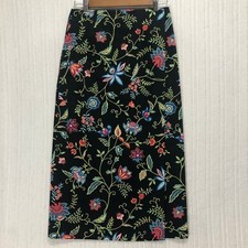 Talbots Vintage Floral Print Maxi Skirt with Slit Colorful Flowers Black Size 6P