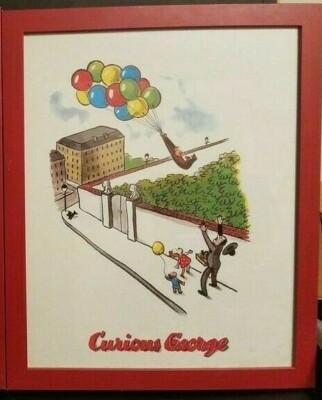Curious George Balloon Ride Margret Ray Framed Art Print Authentic