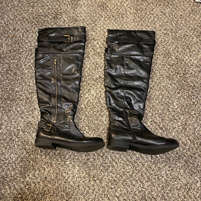 Madden Girl Ravia Black Boots Size Cutout Buckle Vegan Leather