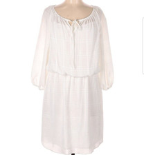 Chaps Women's Medium White Lined Elastic Waist Summer Fit & Flare Dress