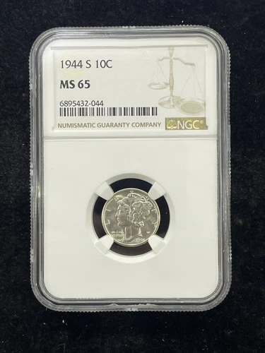1944 S 10C Mercury Dime NGC MS65