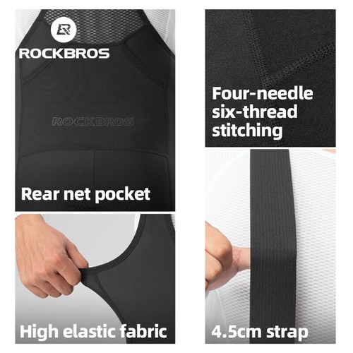 ROCKBROS Windproof Men's Fleece Thermal Cycling Bib Pants Shockproof Bib Tights - Picture 14 of 22
