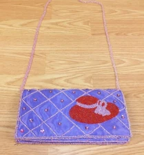 Red Hat Society Hatter Purple Women's Shoulder Handbag Beaded Purse **READ** 