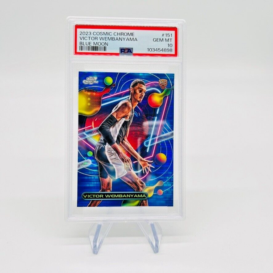 2023 Topps Cosmic Chrome 151 Victor Wembanyama RC Blue Moon Refractor /99 PSA 10