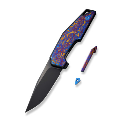 WE OAO Folding Knife Black/Purple/Gold/Blue Ti/Timascus Handle 20CV WE23001-4