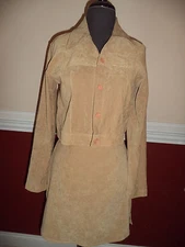 Y2K Vintage JUMPING JOY Women's Skirt Suit Faux Suede Microsuede Stretch Sz S