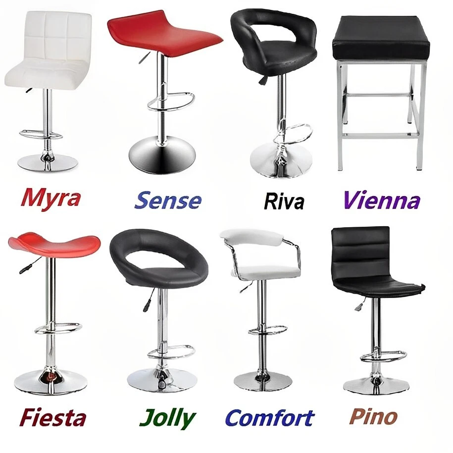 New PU PVC Leather Bar Stools Kitchen Chair Black White Red Free Postage - image 2 of 2