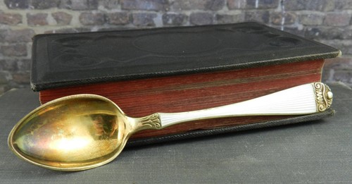 Hestenes Norway 925S Sterling Silver Guilloche White Enamel Spoon - Picture 9 of 9