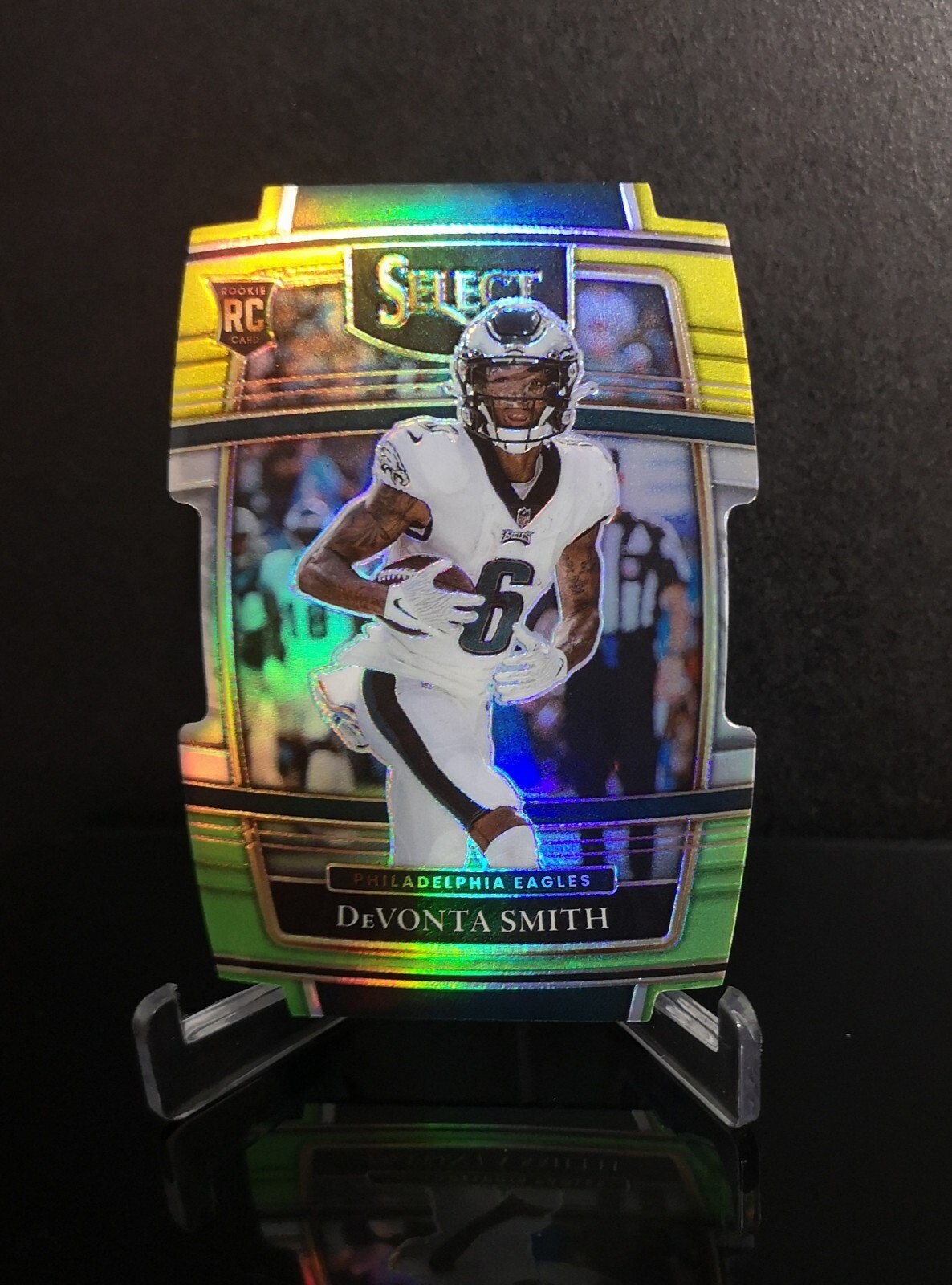 DEVONTA SMITH RC 💥 SP 2021 Panini Select Green & Yellow Concourse Prizm Die-Cut