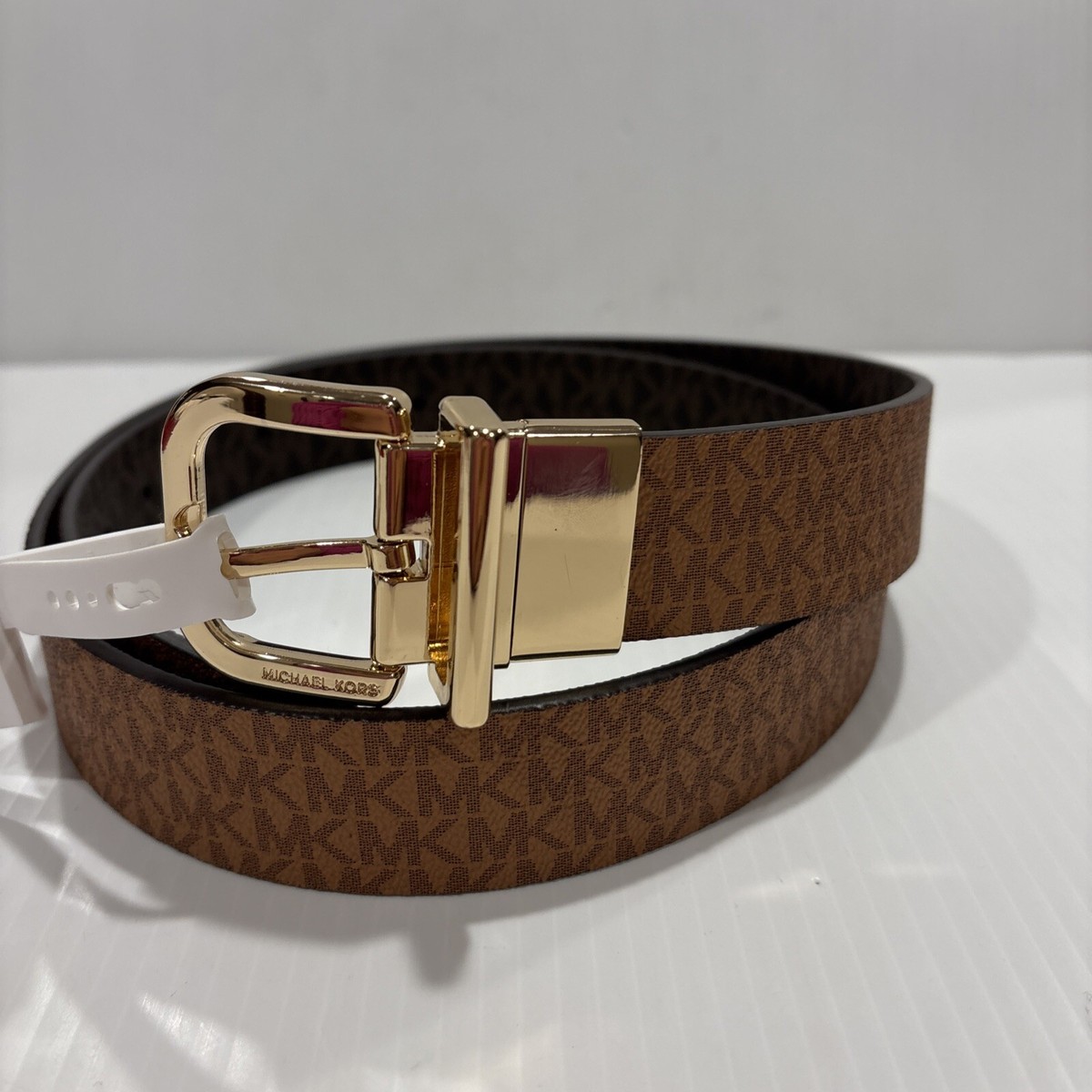 MICHAEL KORS ブラウン レザー ベルト MICHAEL KORSマイケルコース MKロゴ バックル ブラウンレザーベルト