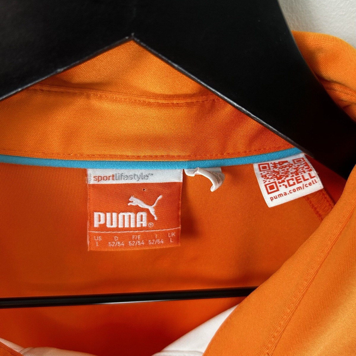 PUMA Golf Polo Shirt Mens L Orange White Dry Cell Ricky Fowler