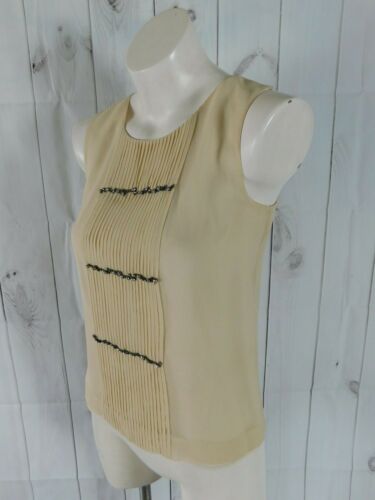 J.Crew nude beige Schmuck Perlen Seide ärmellos Bluse Top-Größe 0 - Bild 2 von 6
