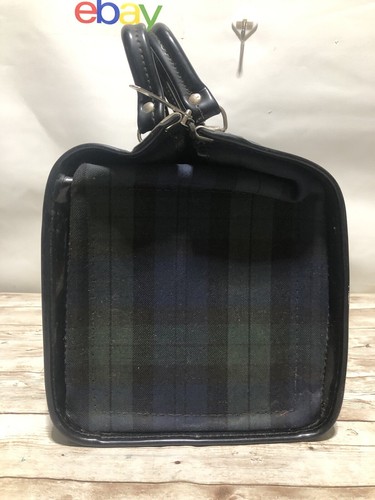 Vintage Doctors Style Tote Plaid Tartan Boston Bag Handbag BlackWatch Black Trim - Picture 4 of 23