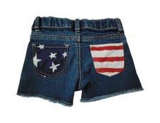 Children's Place Girl Denim Stretch Adjustable Waist Shorts Stars Stripes Size 6