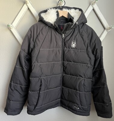 Spyder XTL Women's 10 US Ski Team Goose Down Hooded Puffer Jacket - Black