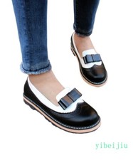 Women's Flats Oxfords Bowknot Leather Shoes Casual Wing Tip Carved Brogue Pumps