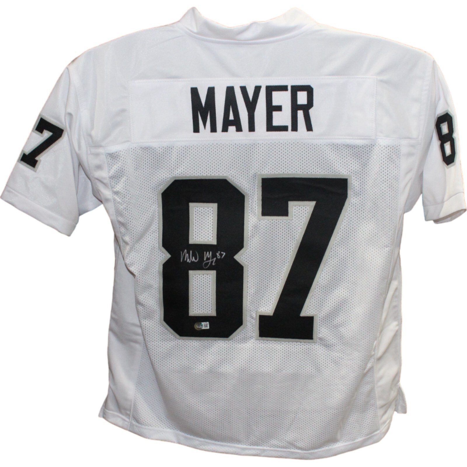 Mayer Autographed Signed Las Vegas Raiders Michael / Pro Style White Jersey Beckett 43094 