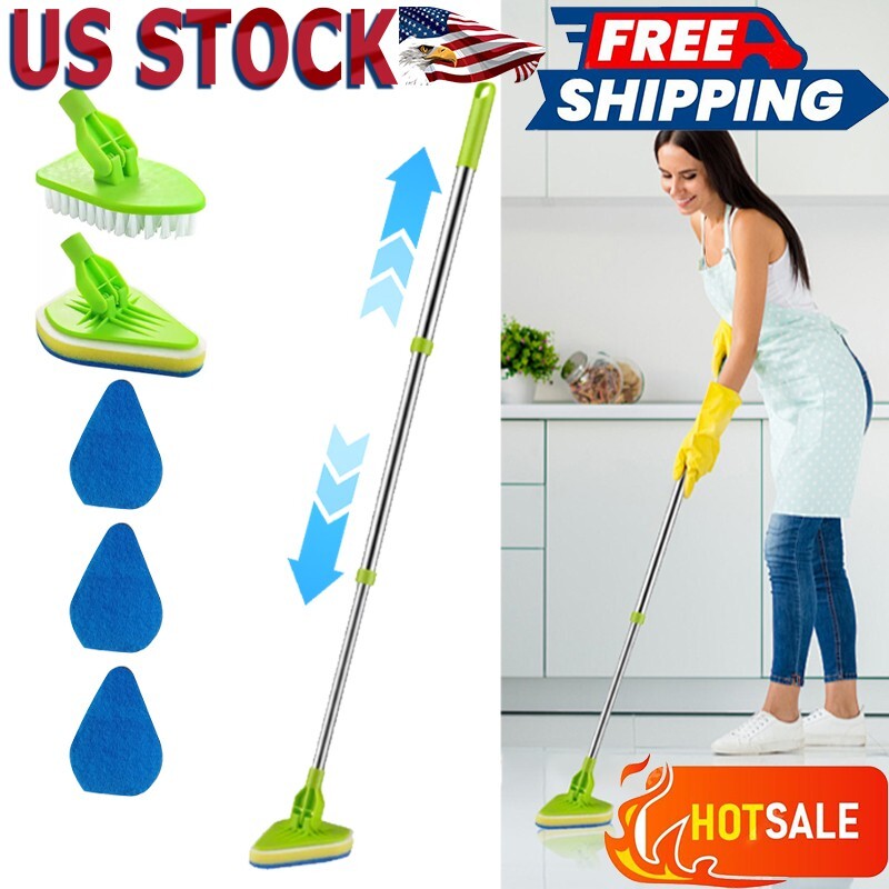 Shower Cleaning Brush 37'' Shower Scrubber Tile Tub Scrubber with Long Handle