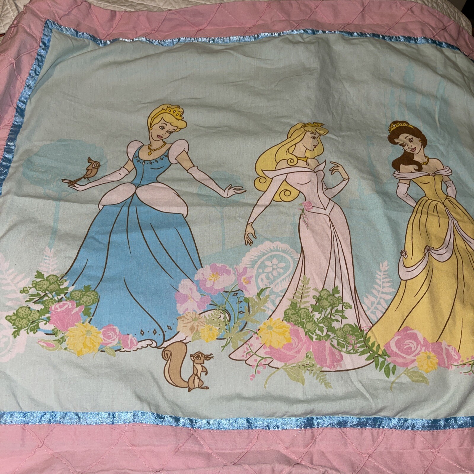 disney princess standard pillow sham belle cinderella aurora pre owned  bedding