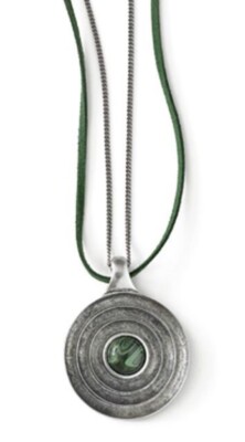 Lia Sophia  Embark  Matte Silver Pendant Necklace w/Green Resin Bead