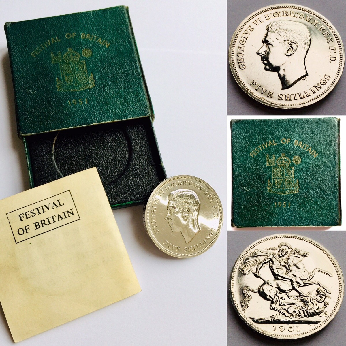 1951 Festival of Britain Crown / 5 Shillings Proof Coin With Box