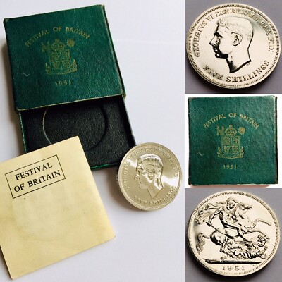 1951 Festival Of Britain Crown 5 Shillings Proof Coin With Box Certificate Ebay