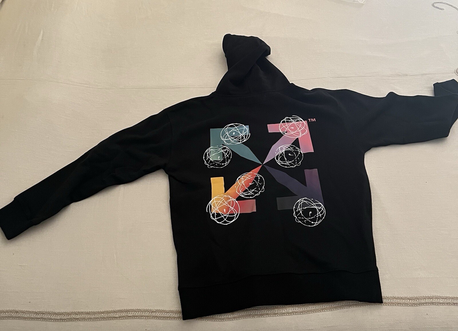 OFF WHITE X NIKE Off White Rainbow Felpa Con Cappuccio Nera Arcobaleno M Medium Black Balenciaga