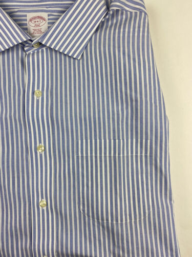 Men's Brooks Brothers Blue White Striped Long Sleeve Dress Shirt Size 18 - 6/7 - Picture 6 of 8