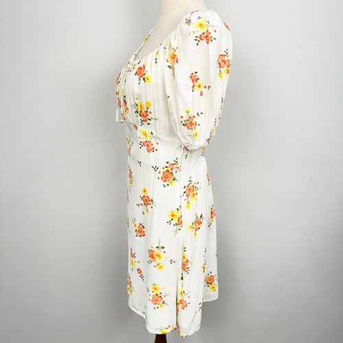 FAITHFULL THE BRAND Size 10 Mini Dress Summer Floral Short Off Shoulder Yellow - Picture 3 of 16
