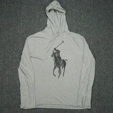 Polo Ralph Lauren Hoodie Mens Medium Gray Big Pony Pullover Long Sleeve