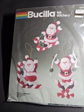 Vintage Bucilla Felt Stitchery Kit "Santa's Acrobatics" 3 Christmas Ornaments
