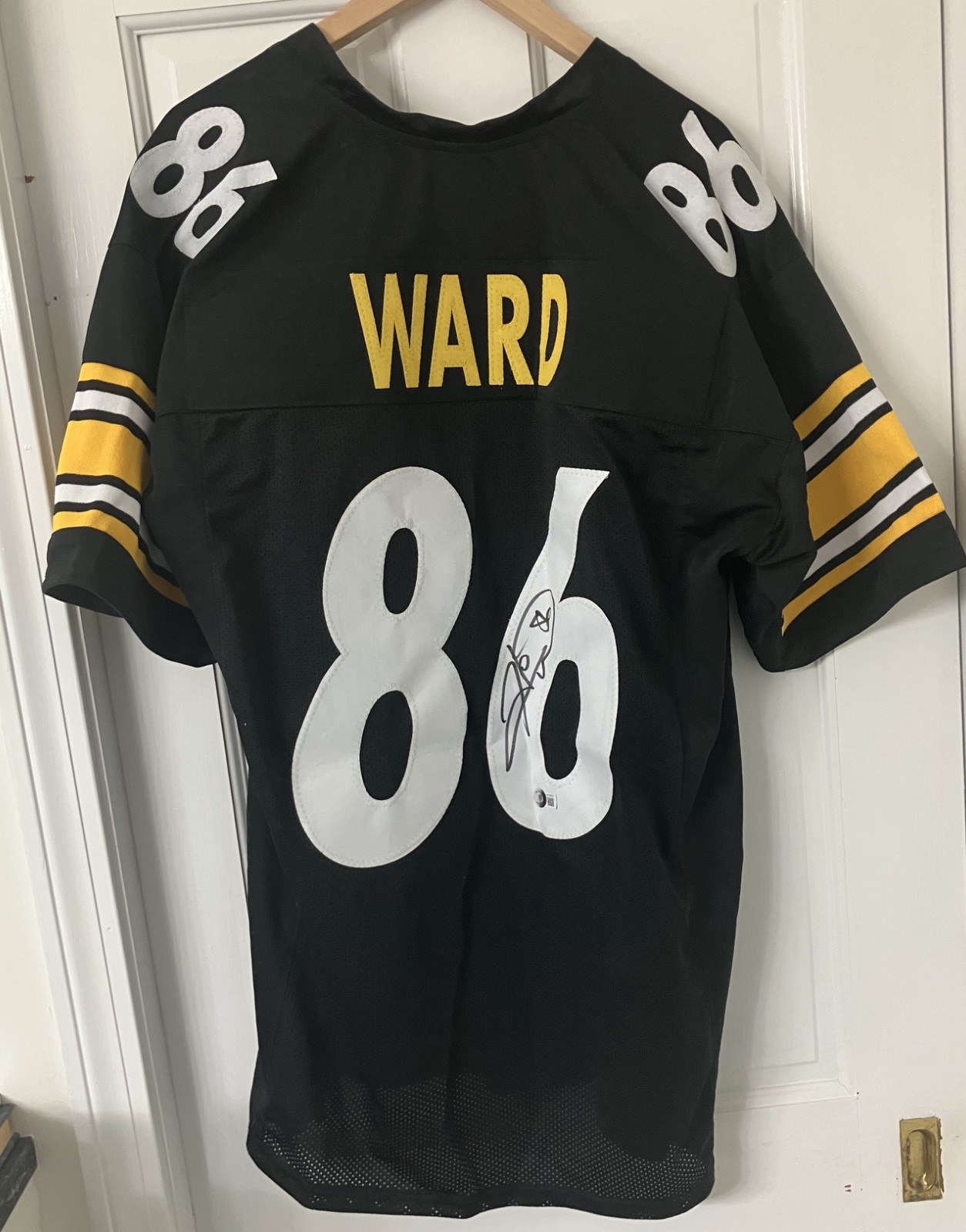 Hines Ward Autographed Signed Pittsburgh Steelers #86 Jersey, Black/Yellow, BECKETT COA 