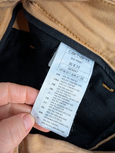 Carhartt WIP Sid Pant Size W30 L32 Nude Chino Slim Tapered Work Wear Trousers - Foto 8 di 17